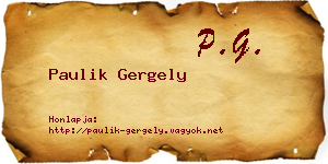 Paulik Gergely névjegykártya